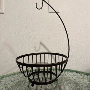 Metal Fruit Basket Bowl & Banana Holder Bronze Color